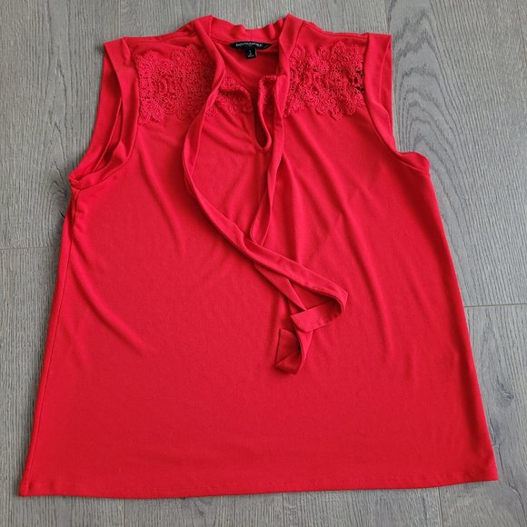 Short Sleeve Vibrant Red Blouse With Ties - Picture 9 of 11